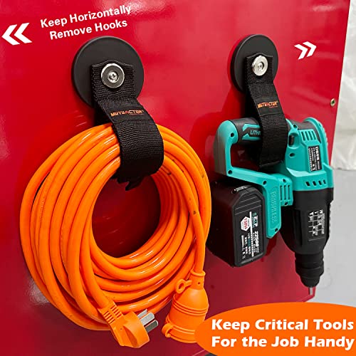 MUTUACTOR Magnetic Hooks,2packs Super Strong Magnets Hooks Heavy Duty for Hanging,Anti-Slip Rubber Coated Magnets Large Capability Cable for Garden Hoses Ropes Cordless Drills and RVs (Dia3.46'') - style: 3.46in Magnet-Strape 2PCS