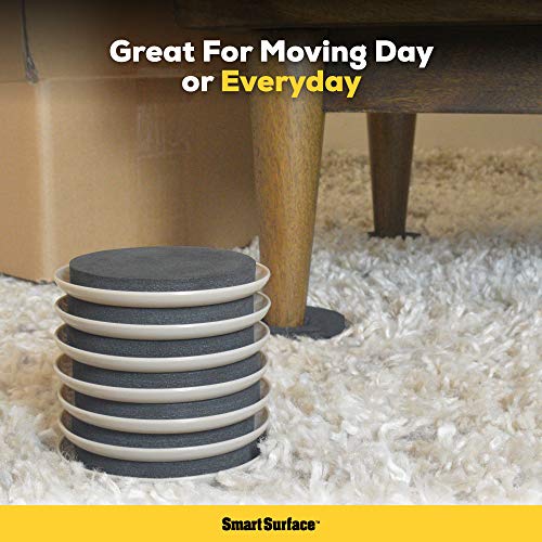 Smart Surface Furniture Sliders for Carpet - 16 Pack - 3.5" Round | 8295 Coasters for Heavy Furniture - Protect Your Carpeted Floors