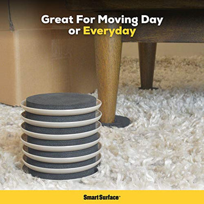 Smart Surface Furniture Sliders for Carpet - 16 Pack - 3.5" Round | 8295 Coasters for Heavy Furniture - Protect Your Carpeted Floors