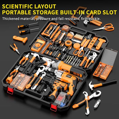 IZIO 42-Piece General Home Repair Tool Set with Drill, Grinder & Multimeter - Ideal Gift Idea for Men, Dad, Husband, Homeowners - Complete DIY Hand Tool Kit for Housewarming, Birthday, Christmas