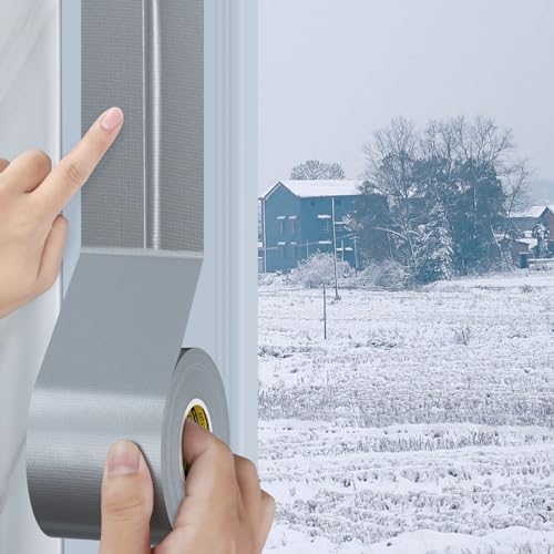 Cloth Duct Window Seal Strip Tape for Winter, 1.89in x 66FT, Weather Stripping Sealing Insulation Tape for Windows and Door, Easy Tear Sealer Draft Blocker Silver - color: Silver, size: 1.89inch x 66FT