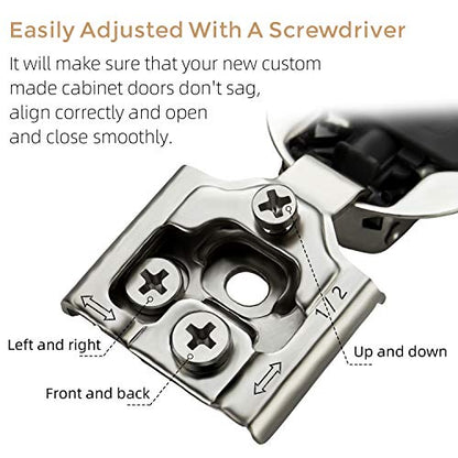 Ravinte 2 Pack 1 Pair 1/2 inch Overlay Soft Close Kitchen Cabinet Hinges Stainless Steel Adjustable Kitchen Hinges Satin Nickel Cabinet Hardware - size: 1/2 inch Overlay