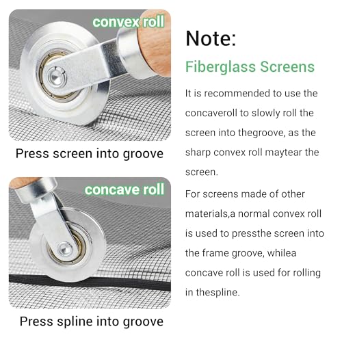 Screen Repair Kit, 32 ft Screen Retainer Spline, Spline Steel Roller, Removal Hook, 3 in 1 Screen Roller Tool, for Replacing & Installing Door Window Mesh