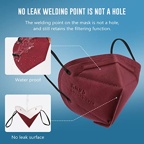 WWDOLL KN95 Face Mask 50 Pack, 5-Layers Breathable KN95 Masks, Red - color: Red