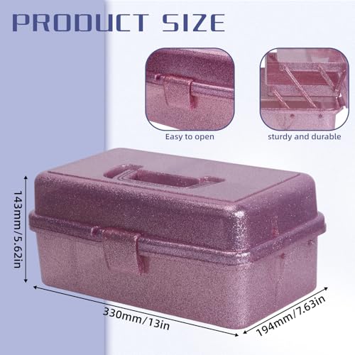 3-Tier Stackable Storage Organizer Box | Portable Multi-Use Tackle Box for Art Supplies, Makeup & Sewing Kits | Durable Design w/Adjustable Compartments (Pink&Red) - size: Large Pink&Red