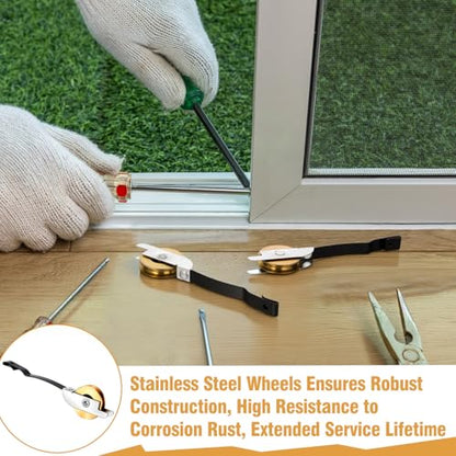 Lounsweer 4 Pcs 1 Inch Steel Sliding Screen Door Roller Springs Tension Rollers Replacements Durable Replacement Hardware for Smooth Sliding Operation Fits Standard Screen Door Systems (Straight) - style: Straight