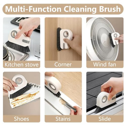 2 in 1 Groove Cleaning Brush, Window Track Cleaning Tools, Multifunction Window Track Cleaner with Hard Bristle and Hidden Scraper, Crevice Brush for Sliding Door Track, Window Seal, Sill (Max) - color: Max