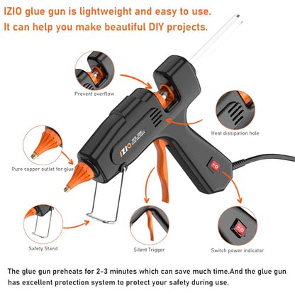 IZIO100W Hot Glue Gun Kit, Fast Heating for DIY Crafts Home Repair, Includes 21 Glue Sticks, Anti-Scald Nozzle, Pouch - color: Blue
