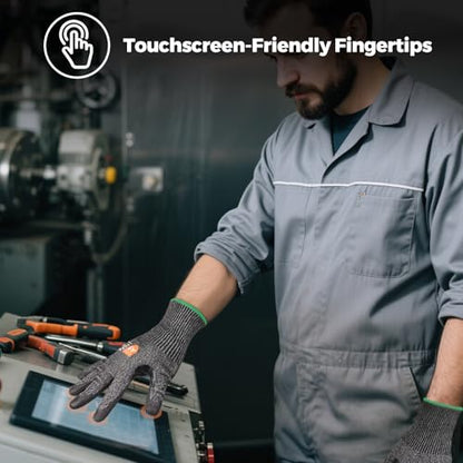 Donfri A9 Cut Resistant Work Gloves for Men - Steel + HPPE Hybrid Safety Gloves for Men, ANSI Cut Level 9 Protection Flexible for Metal Glass Wood Construction Fishing