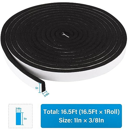 DGSL Foam Insulation Tape, 1In x 3/8In x 16.5Ft Weather Stripping Door Seal Strip for Doors and Windows,Sliding Door,Sound Proof Soundproofing Door Seal,Weatherstrip,Air Conditioning Seal Strip - size: 1in X 3/8in X 16.5ft