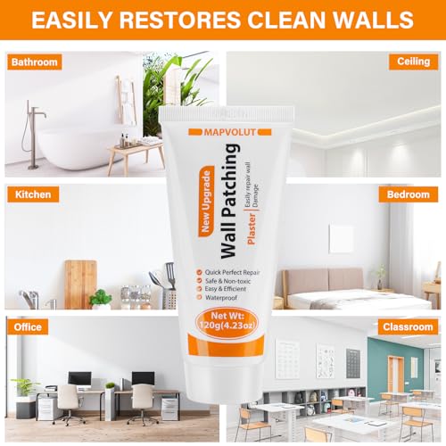 MAPVOLUT Drywall Repair Kit, 2 Pack Wall Mending Agent with 2 Scraper, Proective Gloves, Quick and Easy Solution to Fill The Holes and Crack for Home Wall, Plaster Wall Dent Repair