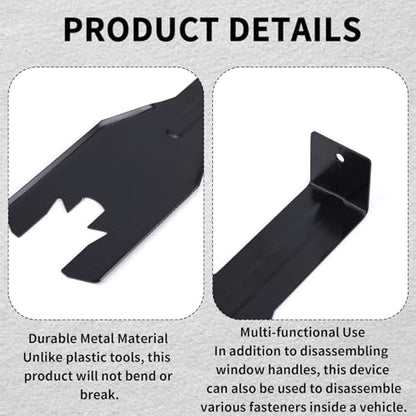 Penitue Window Handle Removal Tool with 10pcs Retainer Clips, Universal Window Handle Crank Disassemble Tool Metal Automotive Interior Repair Kit for Most Car Door Panel (Black) - color: Black