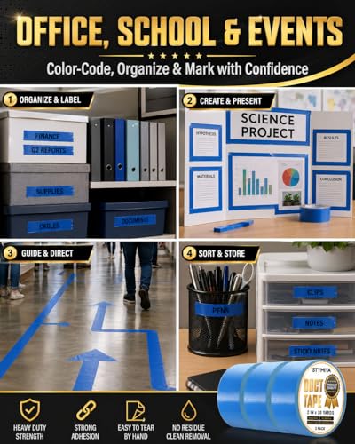 Blue Duct Tape Heavy Duty: 3 Rolls*2IN*20Yards Wide Waterproof Outdoor Duck Furniture Repair Tape Bulk - Strong Adhesive Weather UV Resistant No-Residue Masking Tapes Patterns Variety - color: Blue, size: 3*2in*20yards