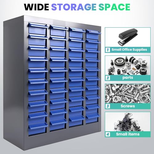 40 Drawers Industrial Nut and Bolt Organizer, Parts Cabinet with 200 Dividers & 80 Label Slots, ABS Drawers Multi-Use Bolt Bins Hardware Organizer System for Workshop, Warehouse and Office - style: 40 Drawers