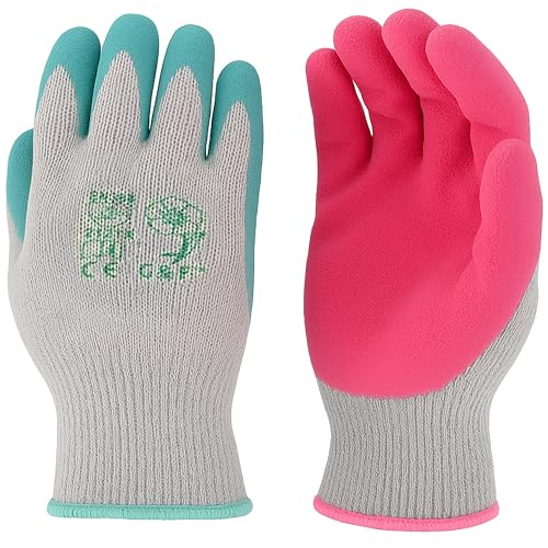 G & F Products Tools Work Gloves Garden Gloves - color: Rose Pink/Jade Green, size: Medium (Pack of 12)