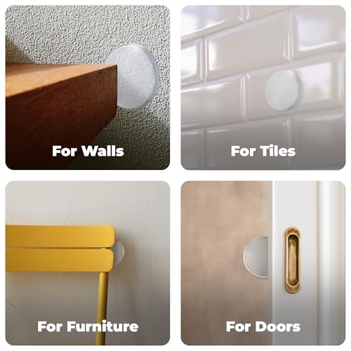 Large 2" Door Knob Wall Protectors – 6 Clear Self-Adhesive Silicone Bumper Pads in Hemispherical Shape – Noise Dampening Wall & Furniture Guards by VELLAX - style: Hemispherical Pads