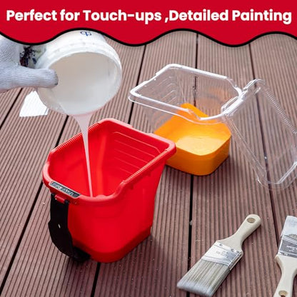 Mister Rui Paint Brushes, Paint Cup with Paint Bucket Liners, 2 Inch Paint Brush, Professional Paint Brush Set for Smooth Finish, Wall, Furniture, Trim - size: 1PCS, 2" Short, Red Paint Cup