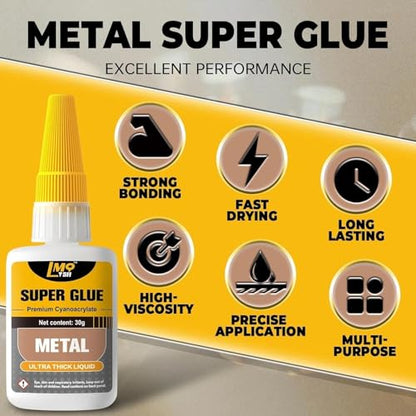 Metal Super Glue Liquid, 60g Clear Instant Thick CA Glue for Stainless Steel Aluminum DIY Crafts and Repairs, Fast Drying High Strength All Purpose Permanent Professional Cyanoacrylate Adhesives - size: 2oz-thick