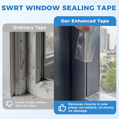SWRT 20-Mil Thick Window Weather Sealing Tape Residue-Free, Heavy Duty Window Insulation for Summer, Weather Resistant, 2”x33FT Air Conditioner Window Seal Blocks Drafts for Doors Windows - size: 2 In * 33 FT