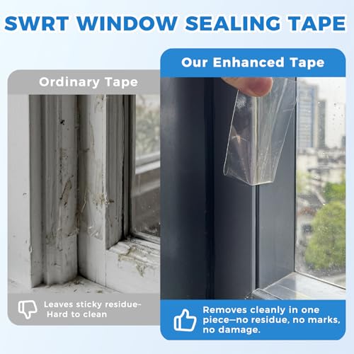 SWRT 3”x33FT Window Weather Sealing Tape Residue-Free, 20-Mil Thick Heavy Duty Window Insulation for Summer, Weather Resistant, Air Conditioner Window Seal Blocks Drafts for Doors Windows - size: 3 IN * 33 FT