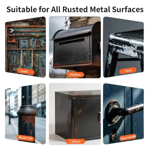 2-in-1 Rust Converter, 6.35 Fl oz Black Rust Inhibitor Touch Up Paint for Metal, Anti-Rust Coating for Automotive, Chassis, UV Resistant - color: Black Rust Converter