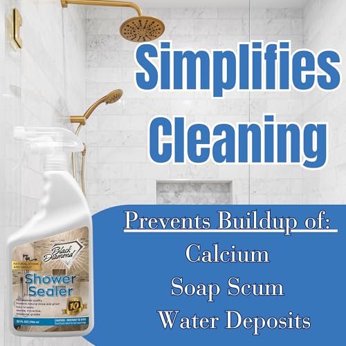 Natural Stone Shower Sealer Quart + Ultimate Grout Cleaner with Brush Quart (2-Pack) – Seals & Protects Showers, Deep Cleans Tile & Grout - style: Shower Sealer & Grout Cleaner