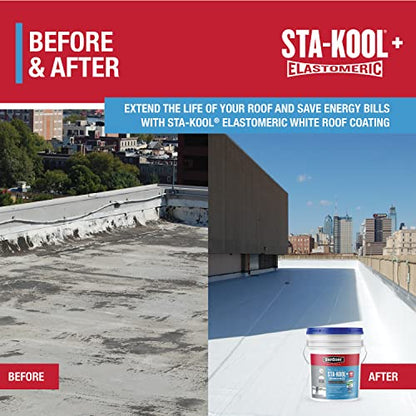 Gardner Sta-kool Elastomeric Roof Coating, White, RV Roof Coating 5 Gallon