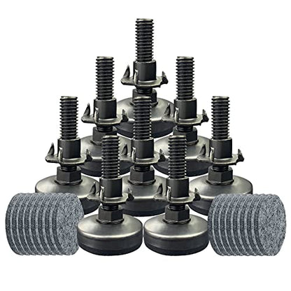 TWIG 8 Pack Adjustable Leveling Feet Furniture Levelers Table Feet Heavy Duty Leg Levelers for Cabinets Sofa Tables Chairs(Support 1320LBs, T-Nut Kit 3/8-16 Thread, Large Base,Black) - color: 8 Sets