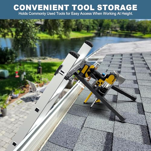 Adjustable Leg 17.1-29.9" Ladder Stabilizer for Roof & Wall, 380LB Capacity Ladder Standoff Stabilizer, Anti-Slip Extension Ladder Stabilizer Feet, Ladder Accessories Improve Stability & Safety