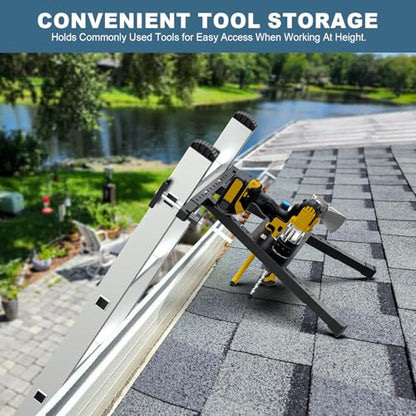 Adjustable Leg 17.1-29.9" Ladder Stabilizer for Roof & Wall, 380LB Capacity Ladder Standoff Stabilizer, Anti-Slip Extension Ladder Stabilizer Feet, Ladder Accessories Improve Stability & Safety