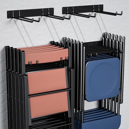 YYR Folding Chair Storage Rack, Garden Tool & Foldable Chairs Organizer Hangers for Garage Organization, Lawn, Beach, Camping, Yard Chairs Hooks Wall Mount, Soild Metal Max Load 240 LBS - 2 Pack - color: Chair Rack - 2 Pack