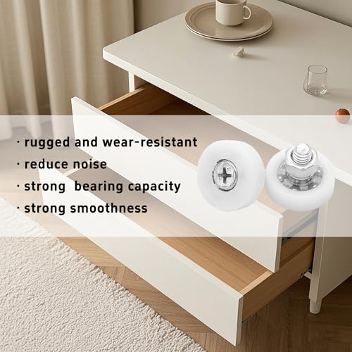 8Pcs 19mm Drawer Rollers, Nylon Drawer Pulley Replacement Wheels with Bearings and Nuts, Small Slide Roller for Cabinet, Sliding Door, Filing Cabinet, Smooth Drawer Positioning Guide - size: 19mm