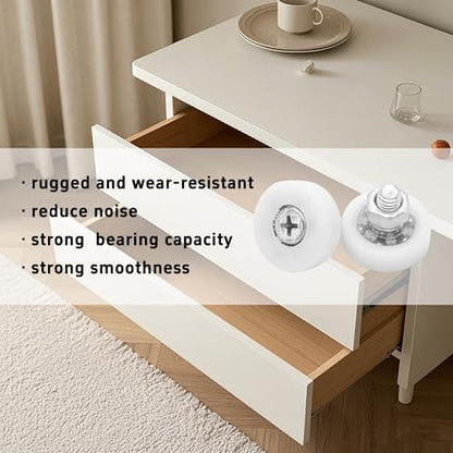 8Pcs 19mm Drawer Rollers, Nylon Drawer Pulley Replacement Wheels with Bearings and Nuts, Small Slide Roller for Cabinet, Sliding Door, Filing Cabinet, Smooth Drawer Positioning Guide - size: 19mm
