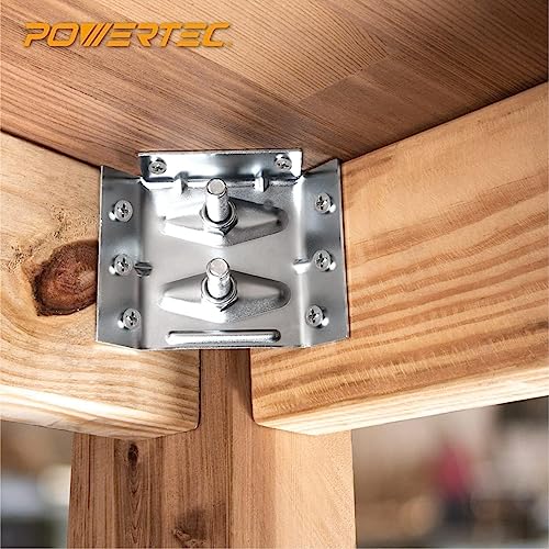 POWERTEC Surface Mount Corner Brackets 12PK (No Mounting Hardware), Corner Braces for Desk Legs/Coffee Table/Dining Table/Bench Legs (71699) - size: 2-5/8" x 3-3/8", style: Flat Corner Brackets, 12PK