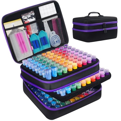 Douorgan Diamond Painting Storage Containers 240 Slots Diamond Painting Accessories and Tools Portable Diamond Painting Organizer Shockproof Diamond Art Storage Case Beads Storage Box(240 Jars) - size: X Large - 240 Jars