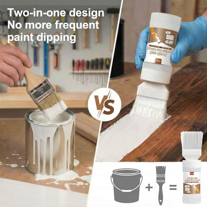 2 in 1 White Paint Wood Refinishing Kit– 2-Pack Easy Paint Brush with No Drip Design, High-Density Bristles for Furniture, Doors & Cabinets,6.35 oz per bottle. - color: White (Pack of 2)