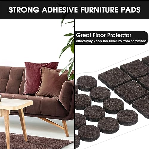 Yelanon Felt Furniture Pads for Hardwood Floors -261 Pcs Premium Floor Protectors for Furniture, Felt Pads for Chair Legs, Brown & Beige - size: 261 pcs Brown & Beige