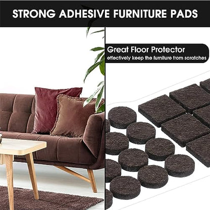 Yelanon Felt Furniture Pads for Hardwood Floors -261 Pcs Premium Floor Protectors for Furniture, Felt Pads for Chair Legs, Brown & Beige - size: 261 pcs Brown & Beige