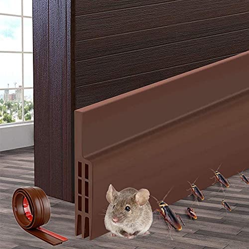 Door Draft Stopper Under Door Draft Blocker Insulator Door Sweep Weather Stripping Noise Stopper Strong Adhesive 2" Width x 39" Length (Brown) - color: Brown
