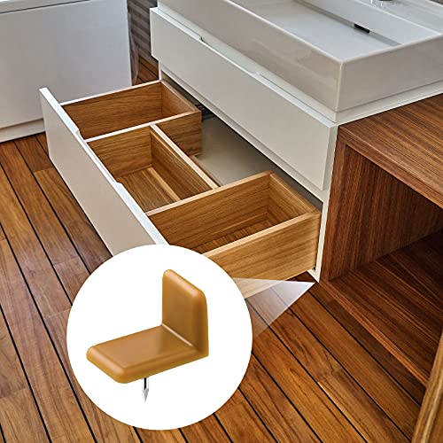 Maitys Plastic Drawer Glides and Slides Drawer Stoppers for Dresser Tack for Repairing Dressers, Square and L Shape(30 Pieces)