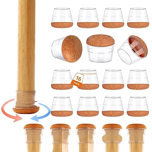 Chair Leg Protectors for Hardwood Floors, Felt Chair Furniture Pads feet Covers for Wood Hardwood Floors Protector, Clear Square Silicone Felt Pads for Smooth Moving 16Pcs (Fit 0.9 "to 1.1") - size: Medium (Fit 0.8 "to 1.2")