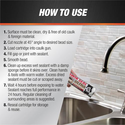 Kwik Seal Ultra Advanced Kitchen and Bath Siliconized Sealant, Gloss Biscuit, 10.1 Oz (7079818899)