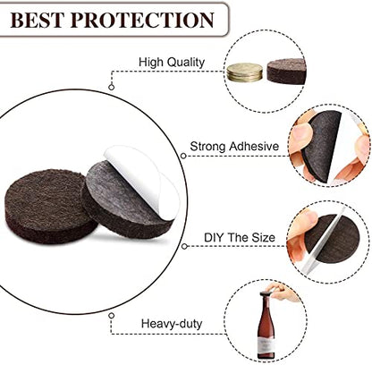 Yelanon Felt Furniture Pads -56 Pcs(1+2)” Premium Felt Pads for Chair Legs Furniture, Floor Protectors for Hardwood Floors,Brown - size: 56 pcs 1" & 2" Mixed Brown