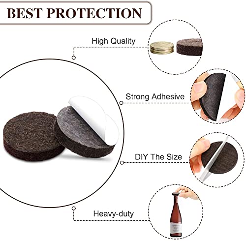 Yelanon Felt Furniture Pads for Hardwood Floors -80 Pcs Premium Felt Pads for Chair Legs, Floor Protectors for Furniture,Brown&Beige - size: 80pcs Beige&brown