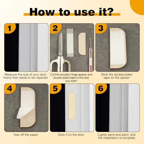 MorningRo 24 Set 3. 5 Inch Hinge Repair Wooden Plate Door Hole Spacers Cover Plate Hinge Filler Wood Repair Kit Door Shim Bulk Kitchen Cabinet Hinges Cabinet Blank with 56 Double Sided Tape(Log)