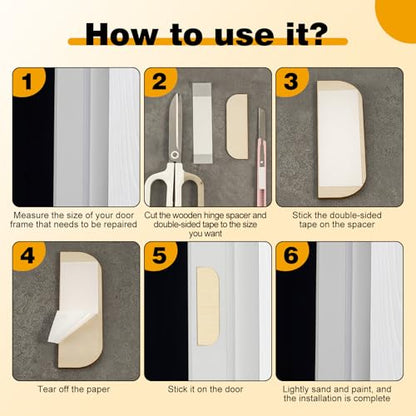 MorningRo 24 Set 3. 5 Inch Hinge Repair Wooden Plate Door Hole Spacers Cover Plate Hinge Filler Wood Repair Kit Door Shim Bulk Kitchen Cabinet Hinges Cabinet Blank with 56 Double Sided Tape(Log)