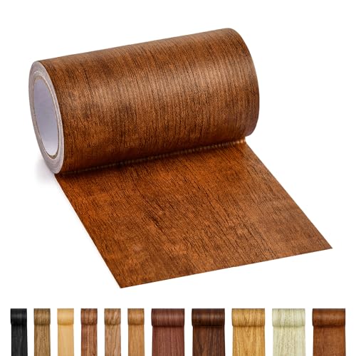 ECOHomes Wood Grain Repair Tape - Self Adhesive Brown Wood Colored Tape for Furniture Repair | Peel & Stick Veneer Strips Trim, Woodgrain Duct Tape for Furniture, Vinyl Floor, Door Patch Kit (Teak) - color: Teak Wood, size: 4 Inch By 15 Ft