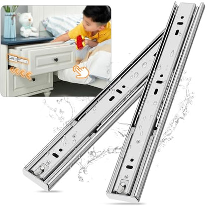 YENUO Soft Close Stainless Steel Full Extension Drawer Slides Side Mount 10 12 14 16 18 20 22 24 inch Ball Bearing Rails Track Guide Glides Runners Heavy 100 lb (Stainless Soft Close-1 Pair, 10 Inch) - color: White-Stainless Soft Close, size: 10 Inch
