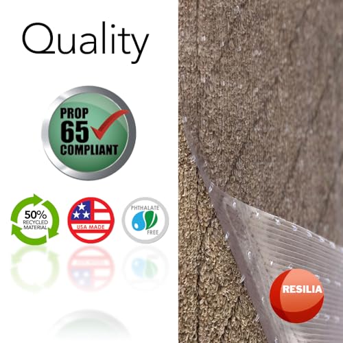 RESILIA Low-Pile Carpet Runner - Non Slip Carpet & Rug Protection, Washable Clear Vinyl Floor Runners, 27 Inches Wide x 15 Inches Long, Made in The USA - size: 2'3" x 1'3"