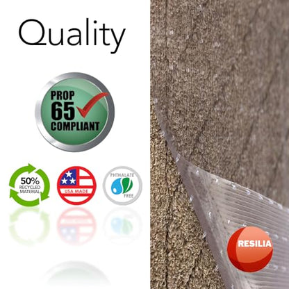 RESILIA Low-Pile Carpet Runner - Non Slip Carpet & Rug Protection, Washable Clear Vinyl Floor Runners, 27 Inches Wide x 15 Inches Long, Made in The USA - size: 2'3" x 1'3"